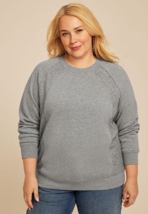 Plus Size Studio Y Heathered Gray Shimmer Tunic Sweatshirt