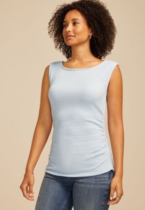 Textured Side Shirred Tank Top