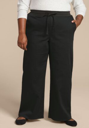 Plus Size High Rise Pull On Wide Leg Pant