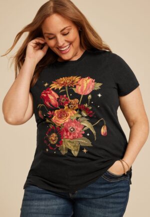 Plus Size Floral Classic Fit Graphic Tee