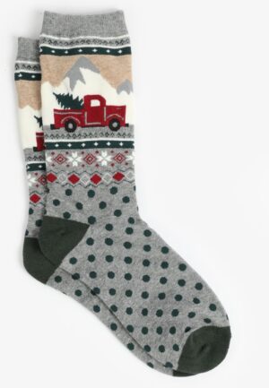 Holiday Truck And Tree Crew Socks