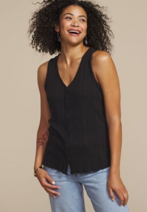 Variegated Button Front Tank Top