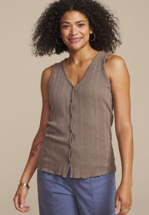 Variegated Button Front Tank Top