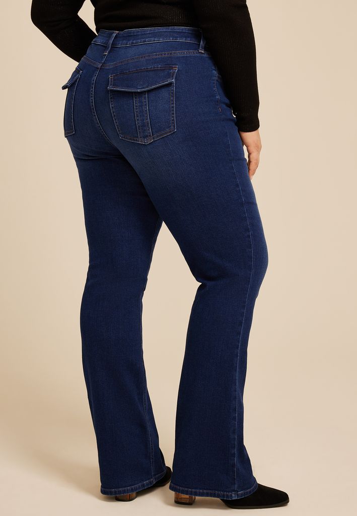 Plus Size m jeans by maurices™ Dark Mid Rise Flap Back Pocket Slim Boot Jean