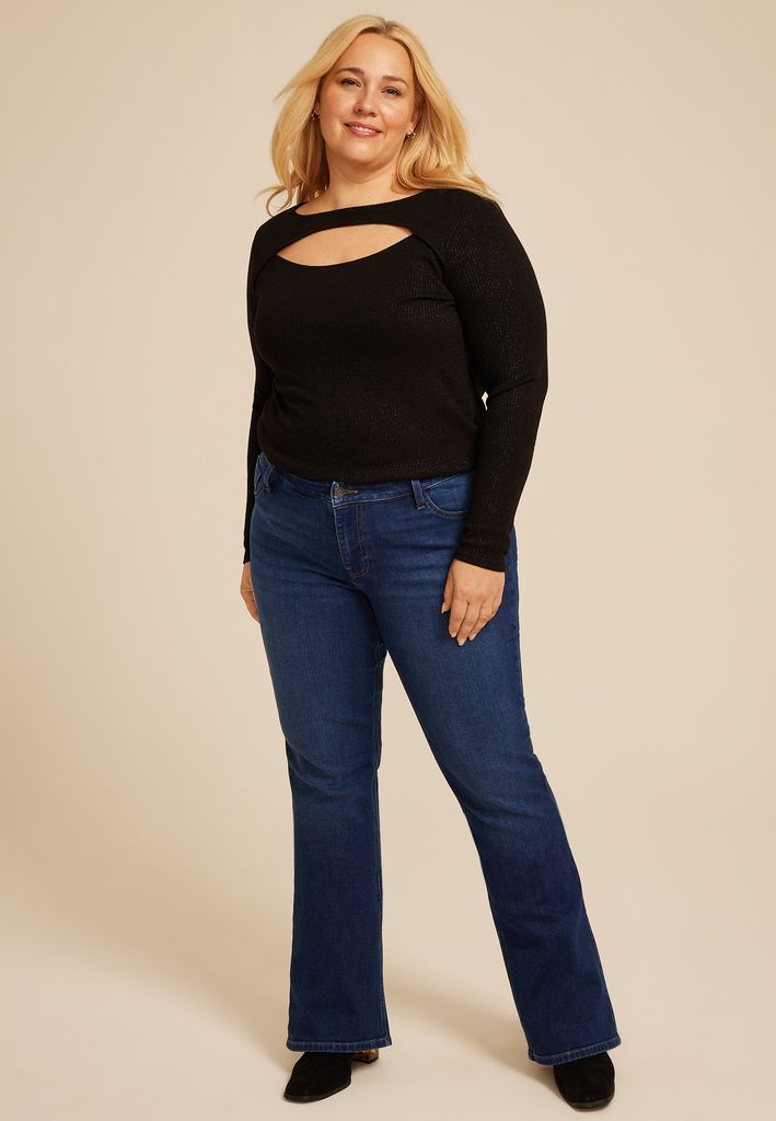 Plus Size m jeans by maurices™ Dark Mid Rise Flap Back Pocket Slim Boot Jean - Image 2