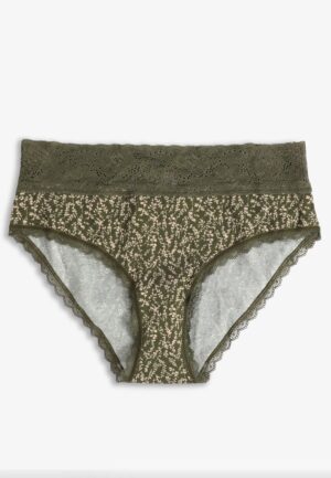 Simply Comfy Cotton Olive Printed Hipster Panty