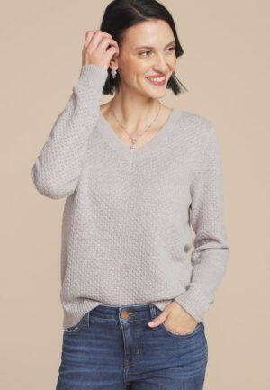 Metallic V Neck Sweater