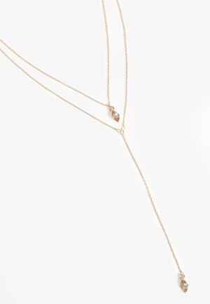 Light Brown Gemstone Pendant Layered Necklace 