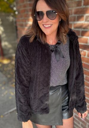 Studio Y Cabled Texture Sherpa Jacket