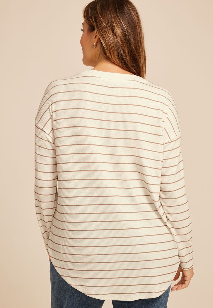 Plus Size 24/7 Berkley Striped Long Sleeve Tee - Image 2