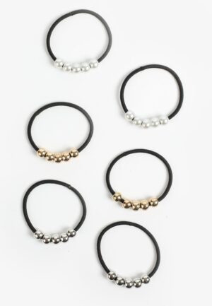 Mixed Metal Beaded Elastic Hair Ties