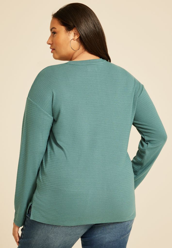 Plus Size 24/7 Ottoman Rib Long Sleeve Tee - Image 2
