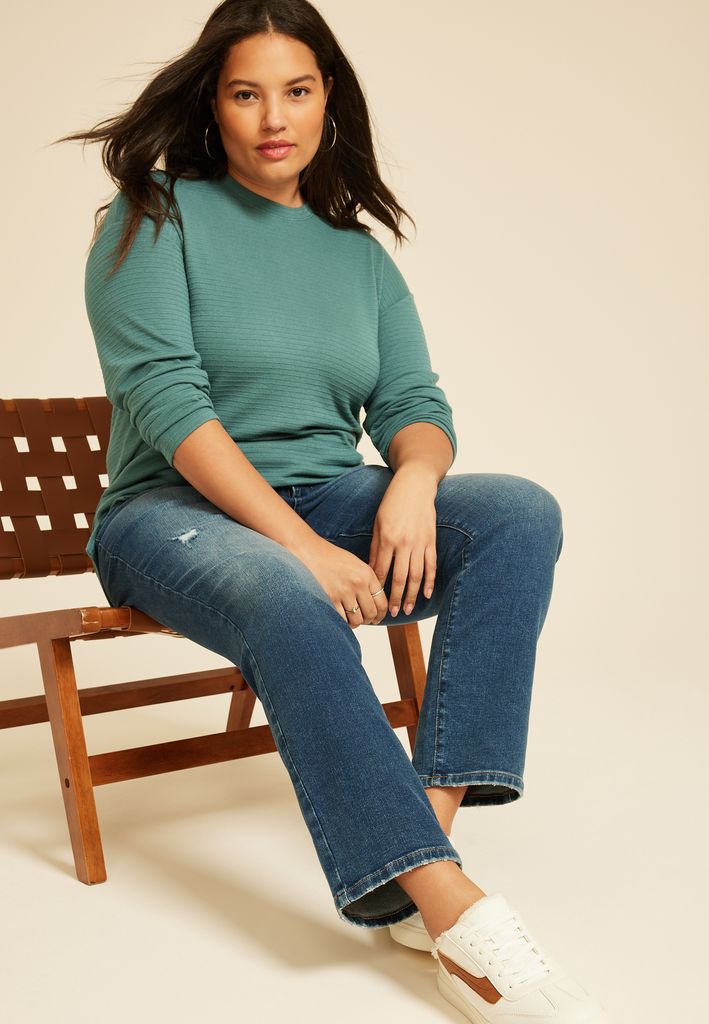 Plus Size 24/7 Ottoman Rib Long Sleeve Tee - Image 3