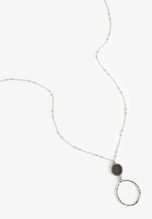 Silver Double Circle Pendant Necklace