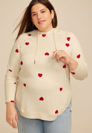 Plus Size Haven Heart Print Hoodie