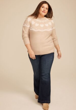 Plus Size Heart Fair Isle Sweater