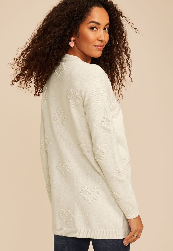 Heart Bobble Open Front Cardigan - Image 2