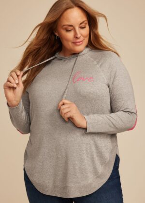 Plus Size Haven Love Heart Patch Hoodie