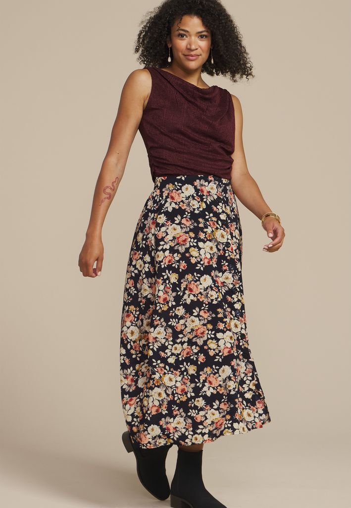 Button Front High Rise Midi Skirt - Image 3