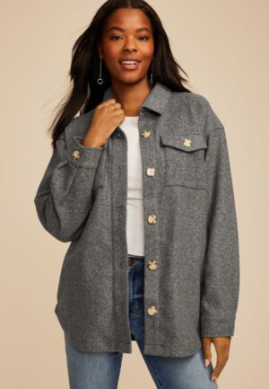 Gray Faux Wool Shacket