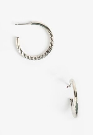 Silver Textured Hoop Earrings