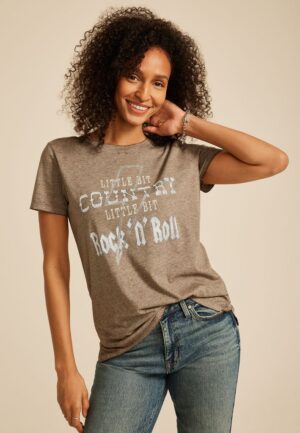 Little Bit Country Little Bit Rock N Roll Classic Fit Graphic Tee