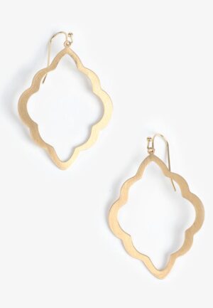 Brushed Gold Open Wavy Teardrop Earrings