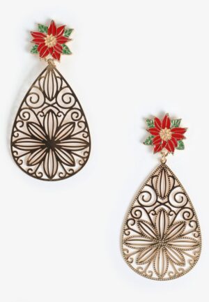 Festive Filigree Poinsetta Earrings