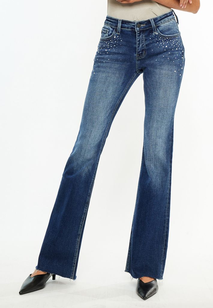 KanCan™ Embellished Mid Rise Flare Jean