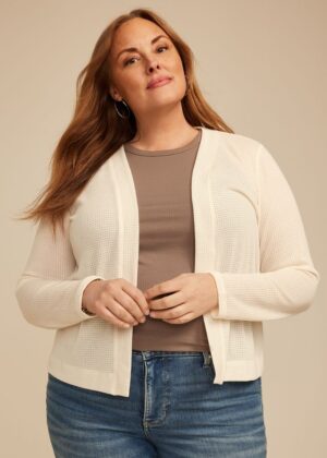Plus Size Textured Open Front Cardigan