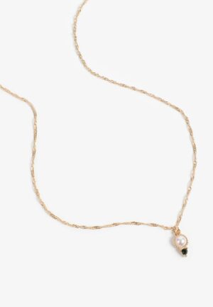 Faux Pearl & Emerald Stone Necklace