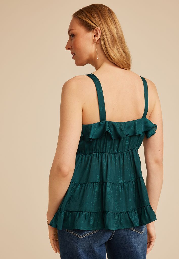 Floral Jacquard Tiered Tank Top - Image 2