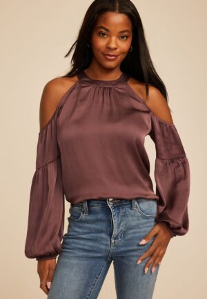 Halter Neck Cold Shoulder Blouse