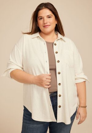Plus Size Knit Boyfriend Shacket