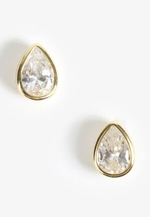 Gold Plated Teardrop Stud Earrings