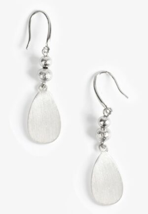 Silver Textured Teardrop Earrings