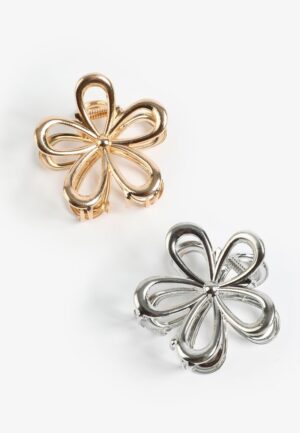 2 Pack Metal Flower Shape Claw Hair Clips