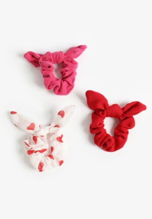 3 Pack Valentine Bow Scrunchies