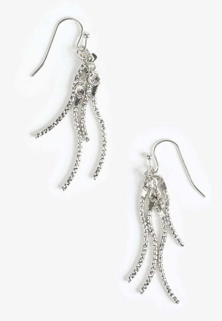 Silver Multi Strand Drop Earrings