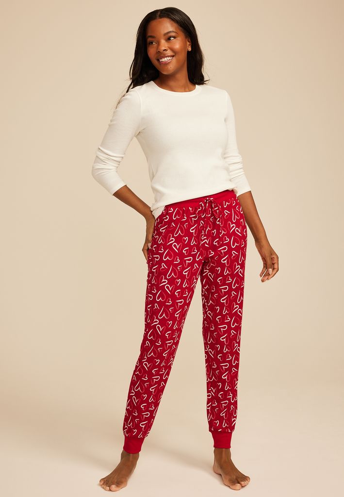 Sketch Heart Print Jogger Pajama Pants - Image 3