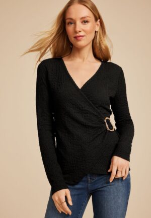 Studio Y Textured Wrap Top