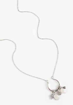 Silver Open Circle Cluster Necklace