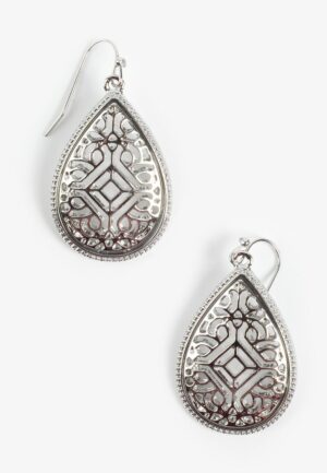 Silver Filigree Teardrop Earrings