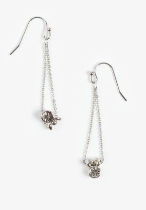 Silver Chain Rhinestone Drop Earrings