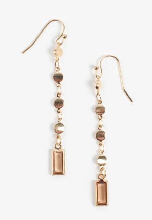 Gold And Brown Gemstone Drop Earrings