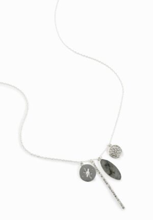 Silver Multi Charm Pendant Necklace