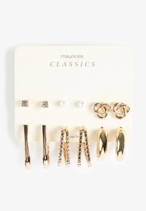 6 pack Gold Studs And Hoops Earring Set